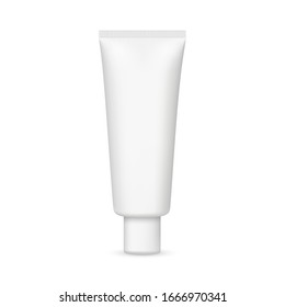 Plastic blank tube mockup isolated on white background, front view. Vector illustration