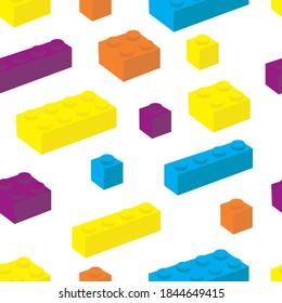 Plastic block seamless pattern on white background