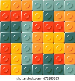 Plastic blocks background. Vector image.
