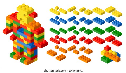 Plastic blocks. Vector design elements.