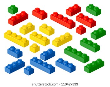 Plastic blocks. Vector design elements.