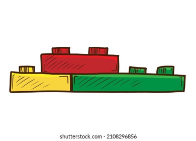 Plastic blocks vector illustration of children toy isolated on white background
