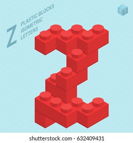Plastic blocs constructor 3D isometric flat design typeface letter Z