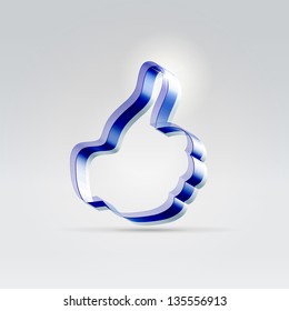 Plastic blue approving like hand over light background