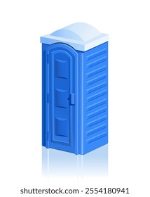 Plastic blue bio toilet on white background. Vector 3d illustration