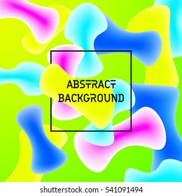 Plastic blurred colorful abstract geometric shapes background. With a square black frame