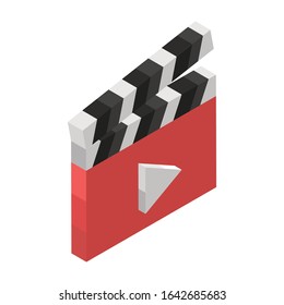 Plastic board used by directors while making films, clapper board icon 
