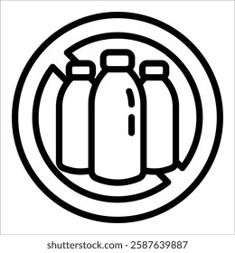 Plastic Bottle Ban Icon Element For Design