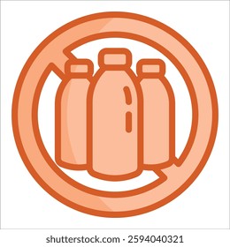 Plastic Bottle Ban Icon Element For Design