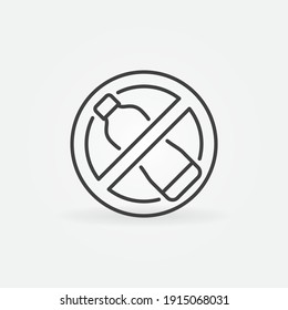 Elemento de diseño o icono de concepto del vector de la prohibición de botellas plásticas