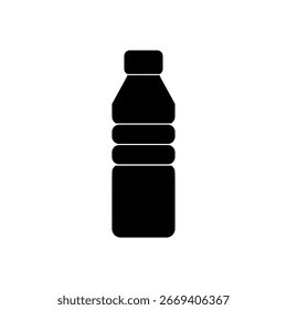 Plastikflasche, schwarzes Symbol einzeln auf weißem Hintergrund