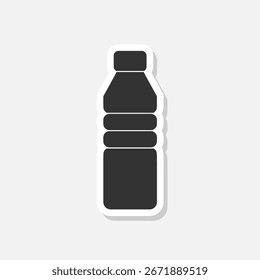 Plastic bottle black icon sticker isolated on gray background