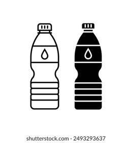 Plastic bottle black and white icon vector design illustration set