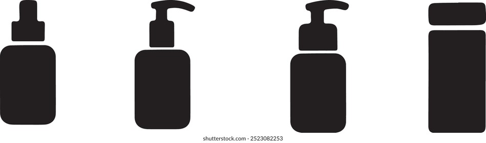 Plastikflasche schwarz-weiß Symbol, Vektordesign-Illustrationssatz
