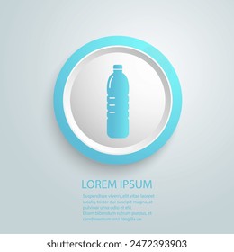 Plastic bottle blue icon flat style sign vector