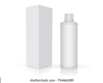 plastic bottle with box is easy to change colors mock up vector template