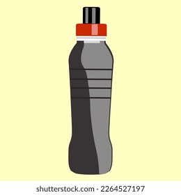 plastic bottle with cap in flat style. beverage packaging in vector. 