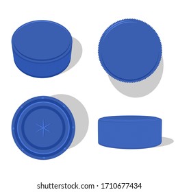 blue plastic bottle caps