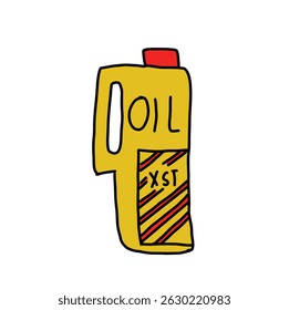 plastic bottle car or motor oil packaging on white background. Cartoon Style Illustration