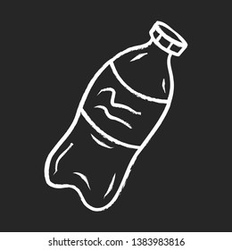 Plastic Bottle Chalk Icon. Environmentally Friendly, Recycle, Disposable Material. Reusable Empty Bottle. Drinking Water Waste. Ecology Saving Packaging. Isolated Vector Chalkboard Illustration