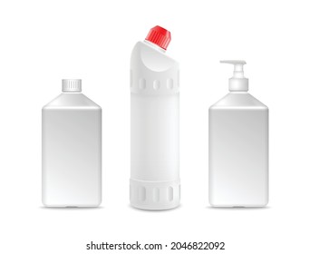 Plastic bottle with cleaner product. Mock-up vector illustration