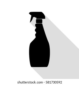 Plastic bottle for cleaning. Black icon with flat style shadow path.