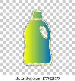 Plastic bottle for cleaning. Blue to green gradient Icon with Four Roughen Contours on stylish transparent Background. Illustration.