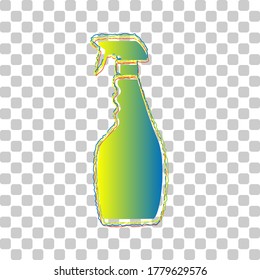 Plastic bottle for cleaning. Blue to green gradient Icon with Four Roughen Contours on stylish transparent Background. Illustration.