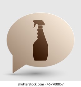 Plastic bottle for cleaning. Brown gradient icon on bubble with shadow.