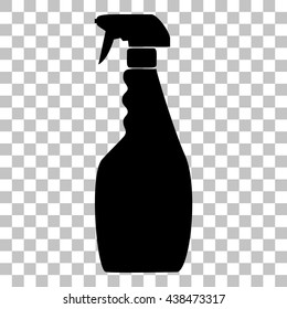 Plastic bottle for cleaning. Flat style black icon on transparent background.