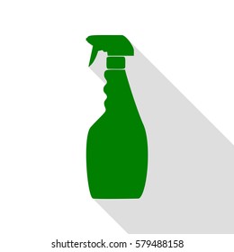 Plastic bottle for cleaning. Green icon with flat style shadow path.