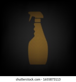 Plastic bottle for cleaning. Icon as grid of small orange light bulb in darkness. Illustration.
