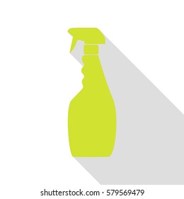 Plastic bottle for cleaning. Pear icon with flat style shadow path.
