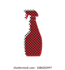 Plastic bottle for cleaning. Vector. Brown icon with shifted black circle pattern as duplicate at white background. Isolated.