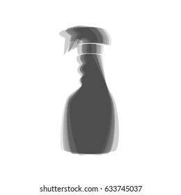 Plastic bottle for cleaning. Vector. Gray icon shaked at white background.
