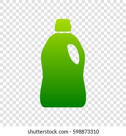 Plastic bottle for cleaning. Vector. Green gradient icon on transparent background.