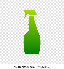 Plastic bottle for cleaning. Vector. Green gradient icon on transparent background.