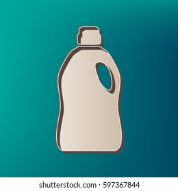 Plastic bottle for cleaning. Vector. Icon printed at 3d on sea color background.