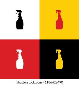 Plastic bottle for cleaning. Vector. Icons of german flag on corresponding colors as background.