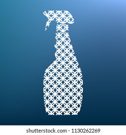 Plastic bottle for cleaning. Vector. White textured icon at lapis lazuli gradient background.