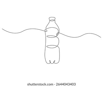 Plastic bottle continuous line. Continuous one line drawing of plastic bottle. Water packaging concept. Single line drawing