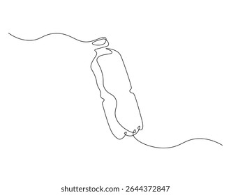Linha contínua do frasco de plástico. Desenho contínuo de uma linha de garrafa de plástico. Conceito de embalagem de água. Desenho de linha única