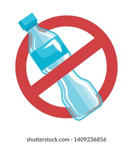 plastic bottle with denied symbol recycle icon