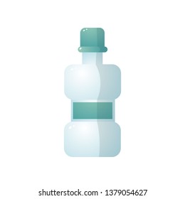 Plastic bottle of dental care liquid, tooth care tool