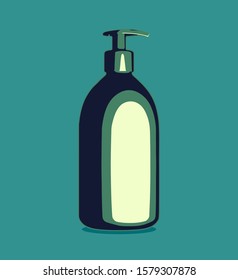 Plastic bottle with a dispenser for cosmetics - vector illustration