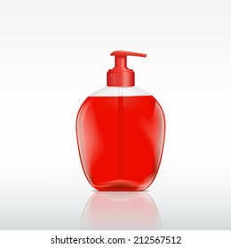 plastic bottle with a dispenser for liquid soap