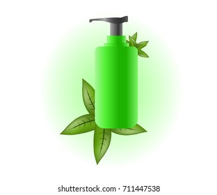 Plastic Bottle With Dispenser Pump. Shower Gel, Liquid Soap, Lotion, Cream, Shampoo, Bath Foam.Vector illustration.