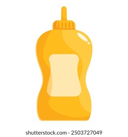 Plastic bottle dispensing mustard condiment, perfect for adding flavor to a hot dog