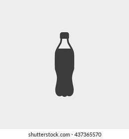 Plastic bottle with drink icon in a flat design in black color. Vector illustration eps10