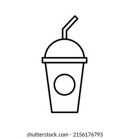 plastic bottle drink vector icon with a straw for beverage product elements